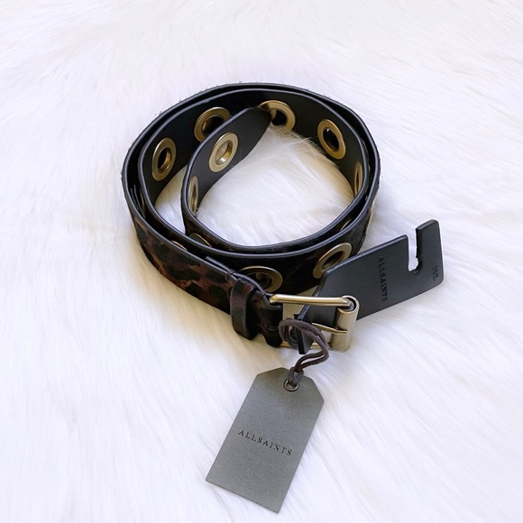 All Saints Genuine Calf Hair Grommet Belt - Picture 4 of 10